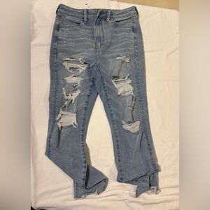 American Eagle Highest Rise Jegging Blue Distressed Stretch Jeans
